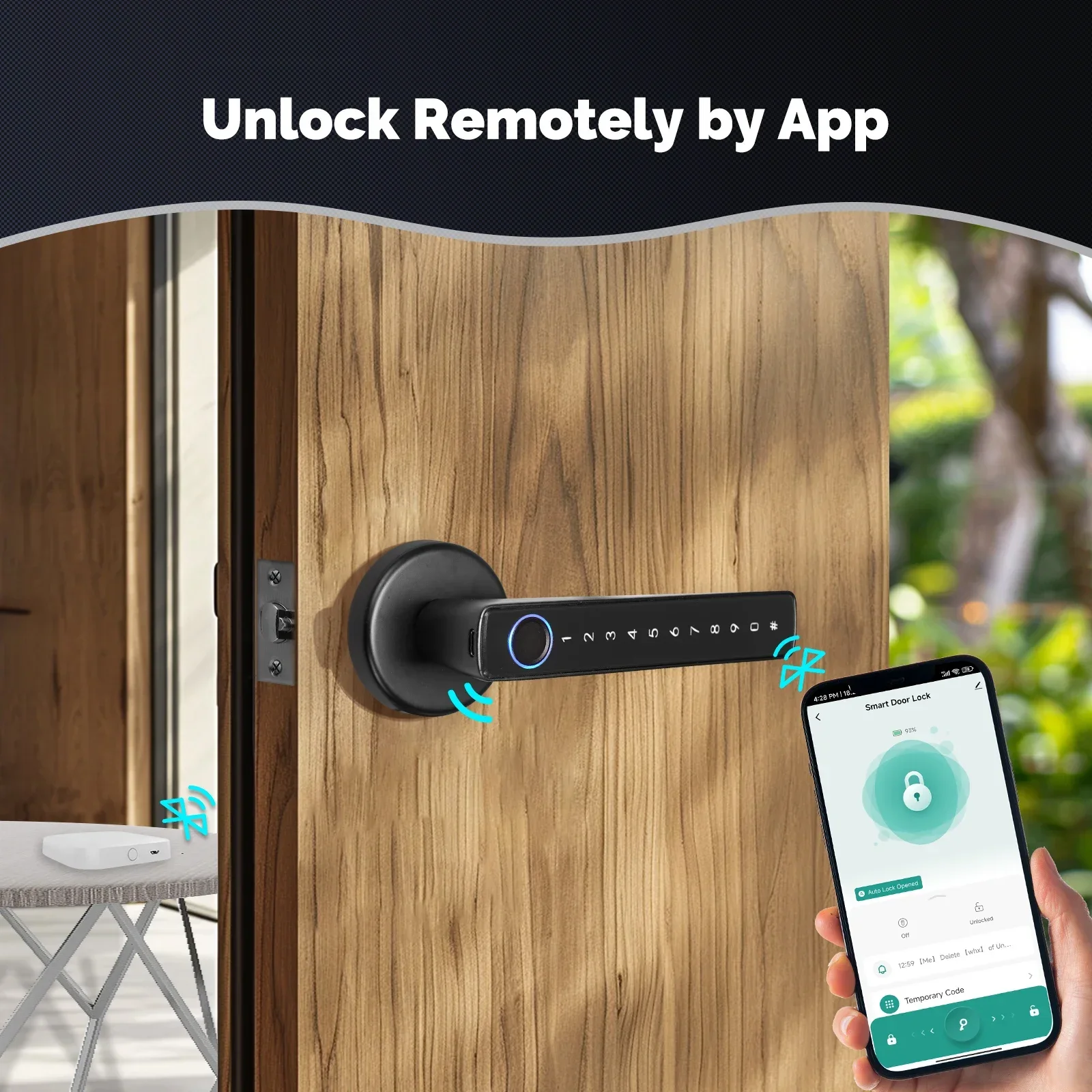 Imagem -04 - Moes-smart Fingerprint Door Handle Lock com Bluetooth Senha Eletrônica App Desbloqueio Remoto Hotel Apartamento Escritório Casa de Aluguel Tuya