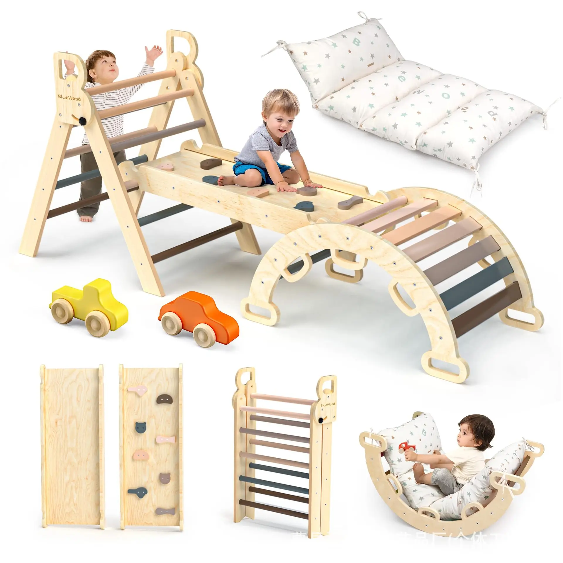 Cross-border Children's Outdoor Climbing Frame Sensory Integration Trainer Indoor Playground Climbing Toys Solid Wood Slide