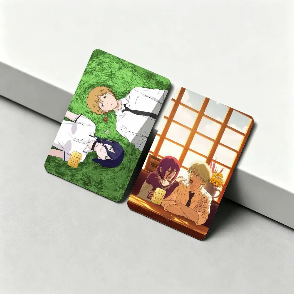 R-Reze and D-Denji 1Set 4Pcs Card Skin Stickers, Waterproof Decorative Film for Credit Debit Bank Bus IC Cards