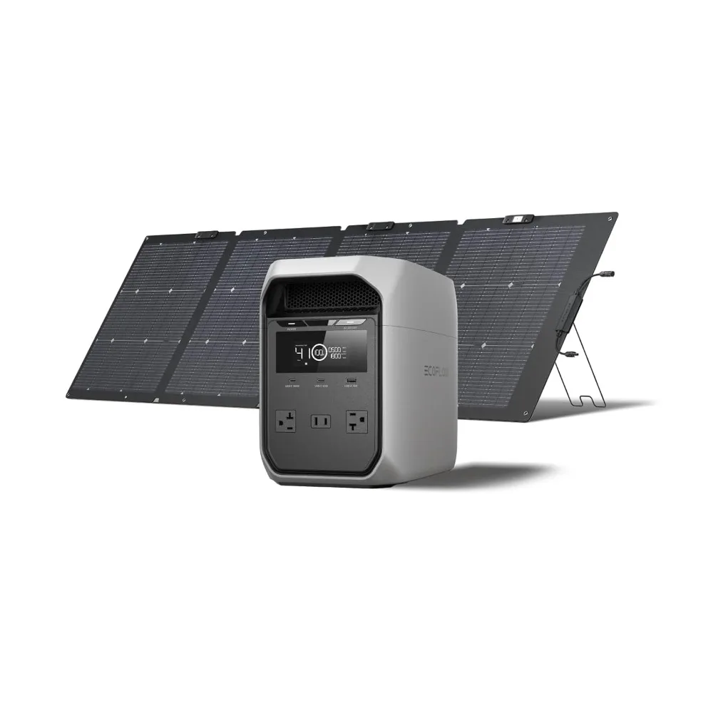 

Solar Generator DELTA 3 Classic with 220W Solar Panel, 1024Wh LiFePO4 Battery Portable Power Station, 1800W AC/100W, Custom