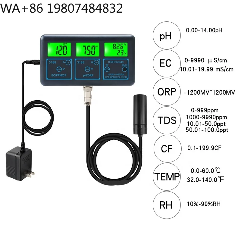 7-in-1 RS485 Industrial Water Quality Sensor PH ORP TDS EC CF Temp Moisture Multiparameter Aquarium