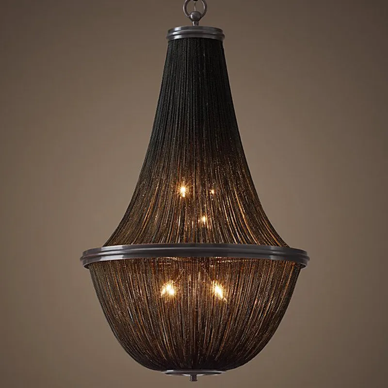 Black aluminum chain shop chandelier post-modern art restaurant fringed chandelier