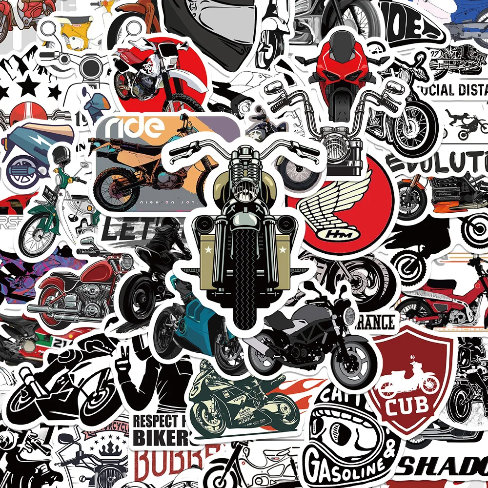 50pcs Retro Motorcycle Sticker For Bicycle Car Skateboard Helmet Laptop Suitcase Decals Sticker