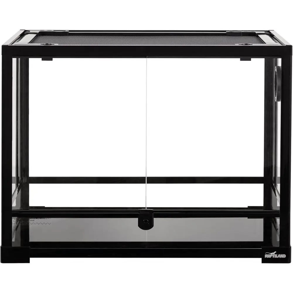 

32-Gallon Double-Hinged Glass Terrarium with Mesh Lid and Waterproof Tray