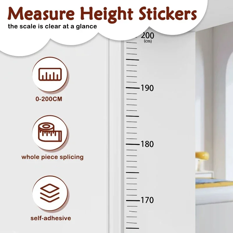 2Meter Transparent Height Sticker Household Waterproof Measuring Ruler Self-Adhesive Children's Height Measurement Stickers