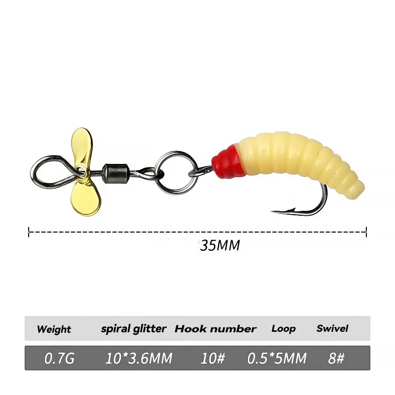 5Pcs Bazooka Fishing Lure Carp  Propeller Worm  Spinner Spinning Bait Mealworm Rotating Blade Sequin Bionic Swimbait Pike Bass