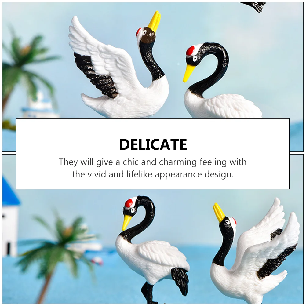 3 PCS Bonsai Simulated Red-crowned Crane Decor Pot Ornament Plastic Simulation Miniature