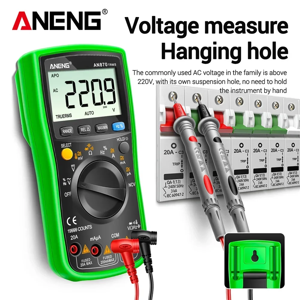 Digital Multimeter 19999 Counts ANENG AN870 True Rms Multimeters AC/DC Current Meter Voltimetro Profesional Voltage Tester F view 2