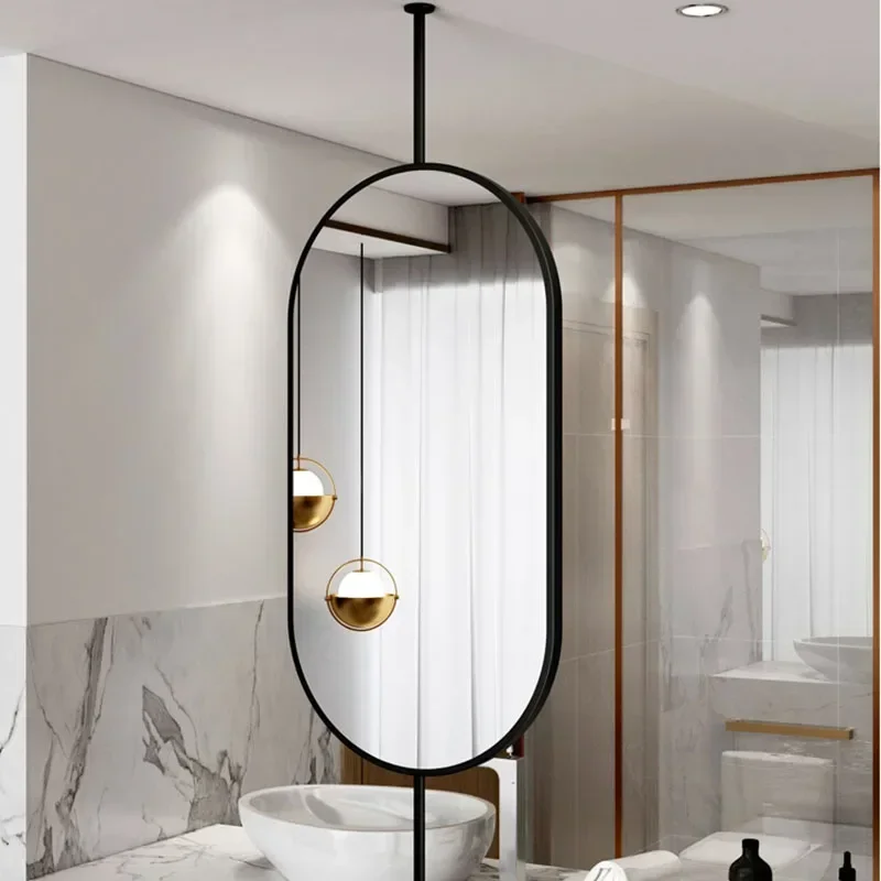 Design Gold Mirror Łazienka Metalowa rama Lustro do montażu na ścianie Owalne Kreatywne Led Espejos Decorativos Akcesoria do dekoracji wnętrz