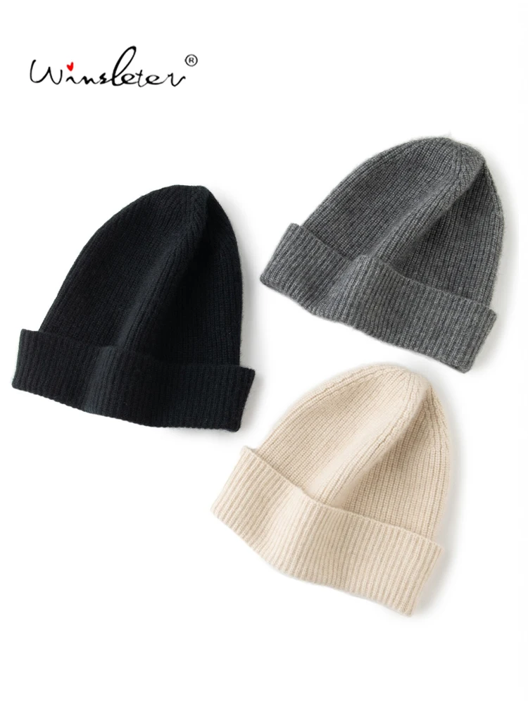 Winsleter-35%Cashmere 65%Wool Elegant Knit Hat, Riding Windproof, Unisex Simplicity Versatile Warm Cap, 2026 Autumn New A68974CC