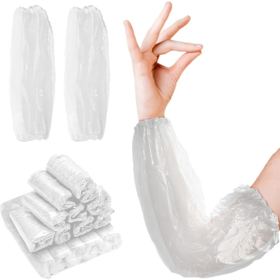 

Белые одноразовые нарукавники, 18 дюймов, 100 упаковок, водонепроницаемые защитные приспособления для рук с эластичными запястьями, одноразовые полиэтиленовые рукава на 1 мил.