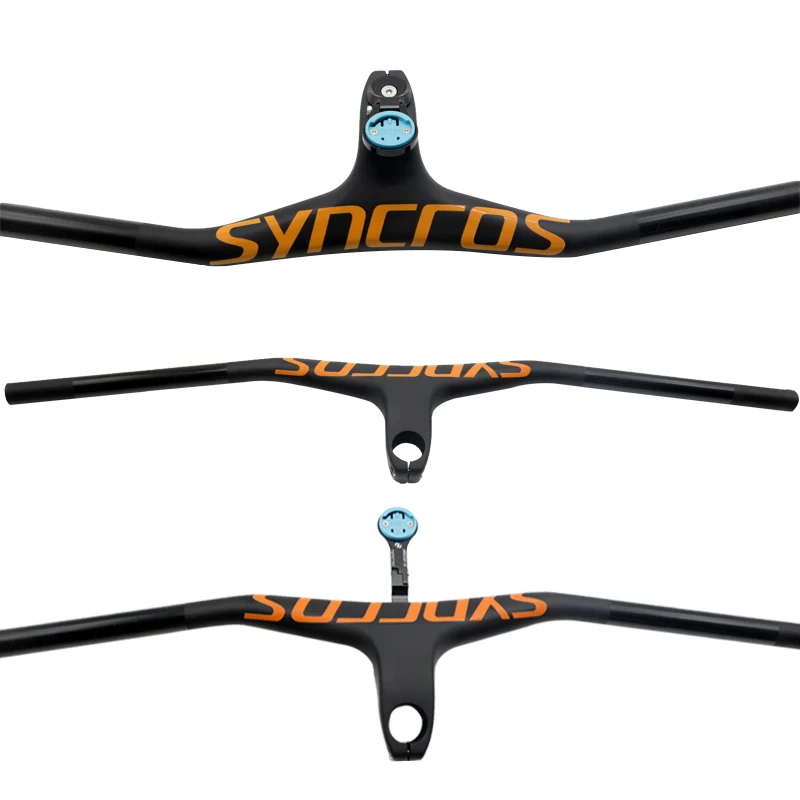 Syncros Full Carbon handlebar 660-800mm MTB Integrated Cockpit Handlebar -17°  Racing Bike Handle Bars bike frame parts  yellow