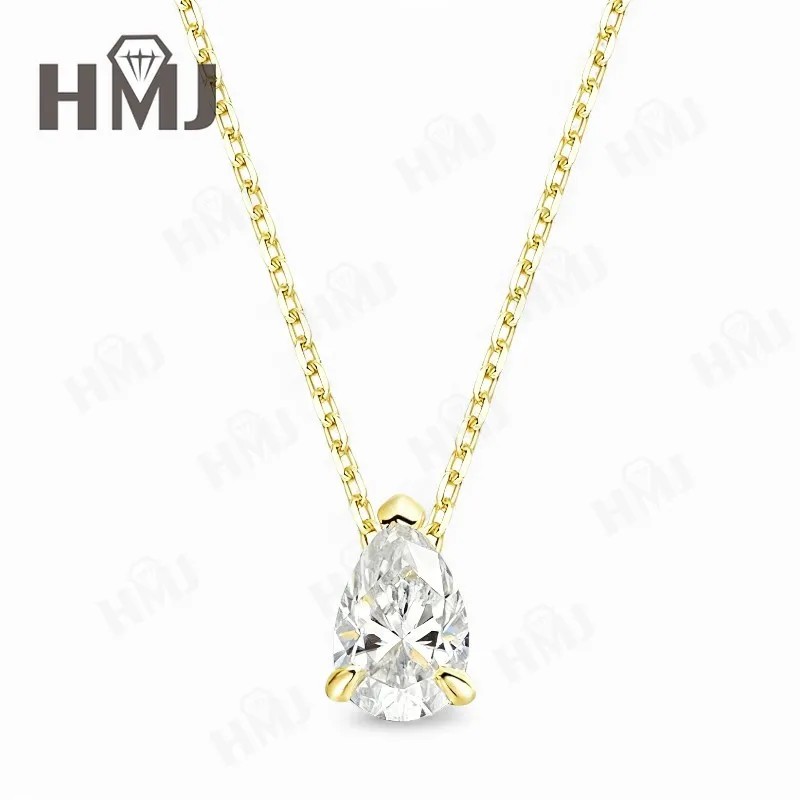 Moissanit-Halskette mit 1/2/3/4 Karat D-Farbe Birnenförmiger Moissanit S925 Vergoldete Kette in Weiß, Gelb oder Roségold für Damen, Verlobung, Alltag und Charme – Detail 3