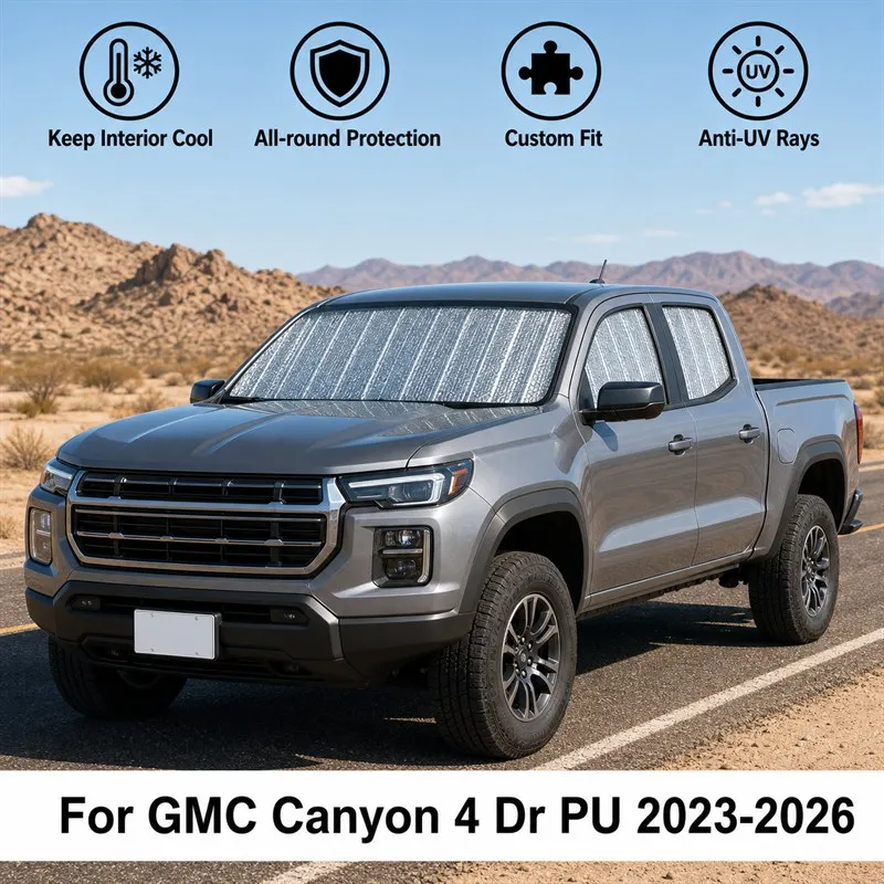 For GMC Canyon 4 Dr PU 2023-2026 Full Set Car Window Sunshades UV Block Privacy Heat Insulated Foldable Car Curtain