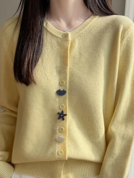 

Loose Long Sve round Ne Knitted Cardigan Women's Outerwear ell Button Casual Sle Spring Autumn New Arrival Sweater