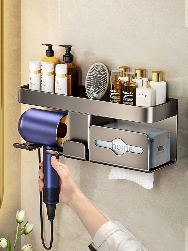 Hair dryer rack No punching toilet Hair dryer hanger Hair dryer bracket Bathroom storage rack