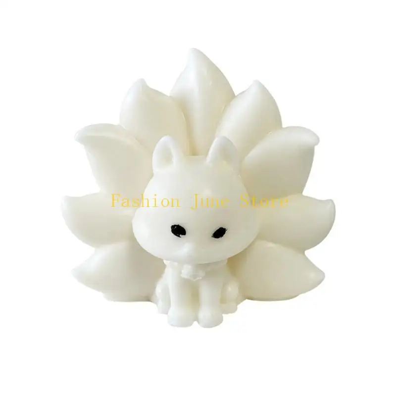 N5KA Creative Silicone Mould Nine Tailed Foxes Mold for DIY Soap Crafts Office Ornaments Desk Decoration