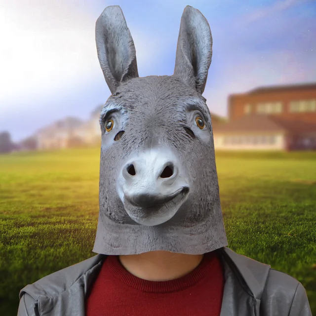 Zwierzę Shrek osioł maska nowość śmieszne osioł głowa konia maski lateks kask fullface Cosplay Zoo rekwizyt impreza noworoczny kostium