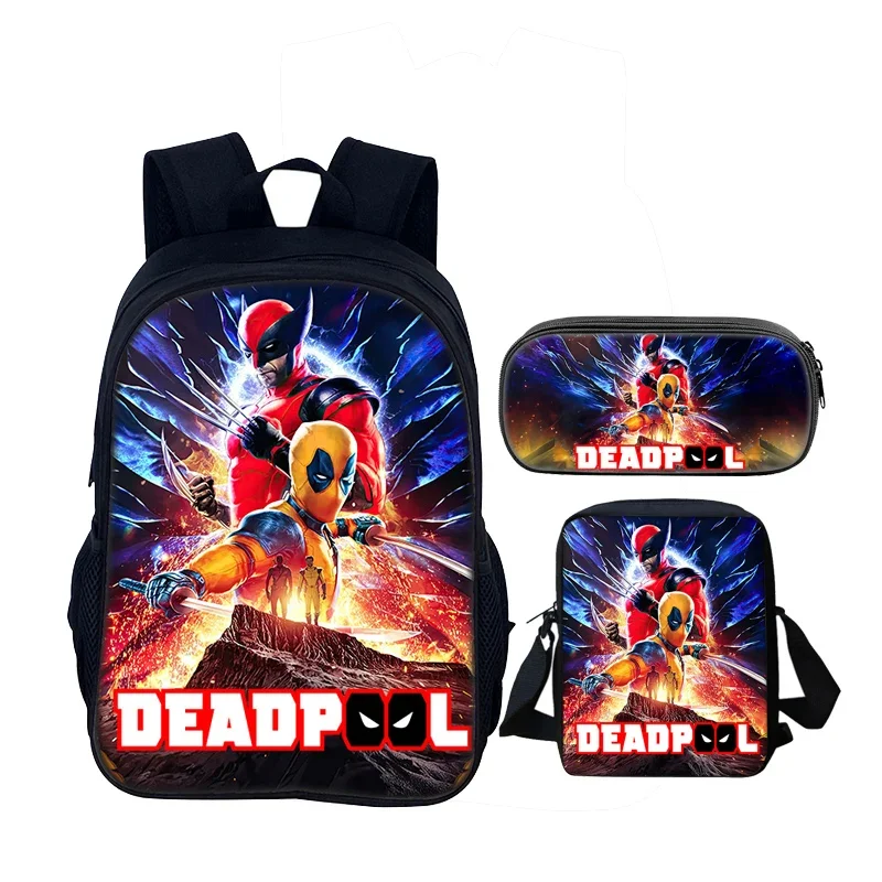 مجموعة مكونة من 4 قطع من حقيبة ظهر مدرسية للأطفال من D-Deadpools مع حقائب غداء وأكياس أقلام رصاص وحقائب مدرسية للأولاد والبنات أفضل هدية