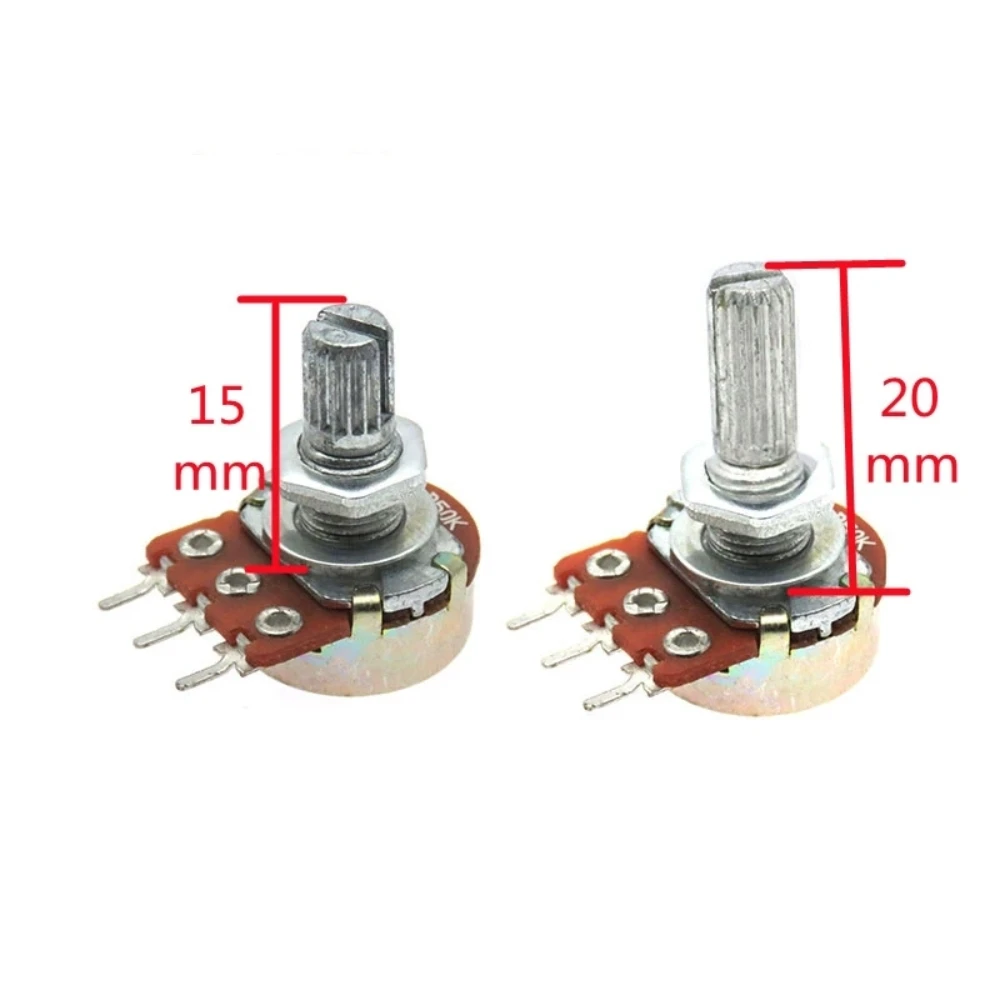 WH148 조절식 B1K 2K 5K 10K 20K 50K 100K 500K Ohm 3 핀 15mm 20mm, 10 개 20 개 50 개