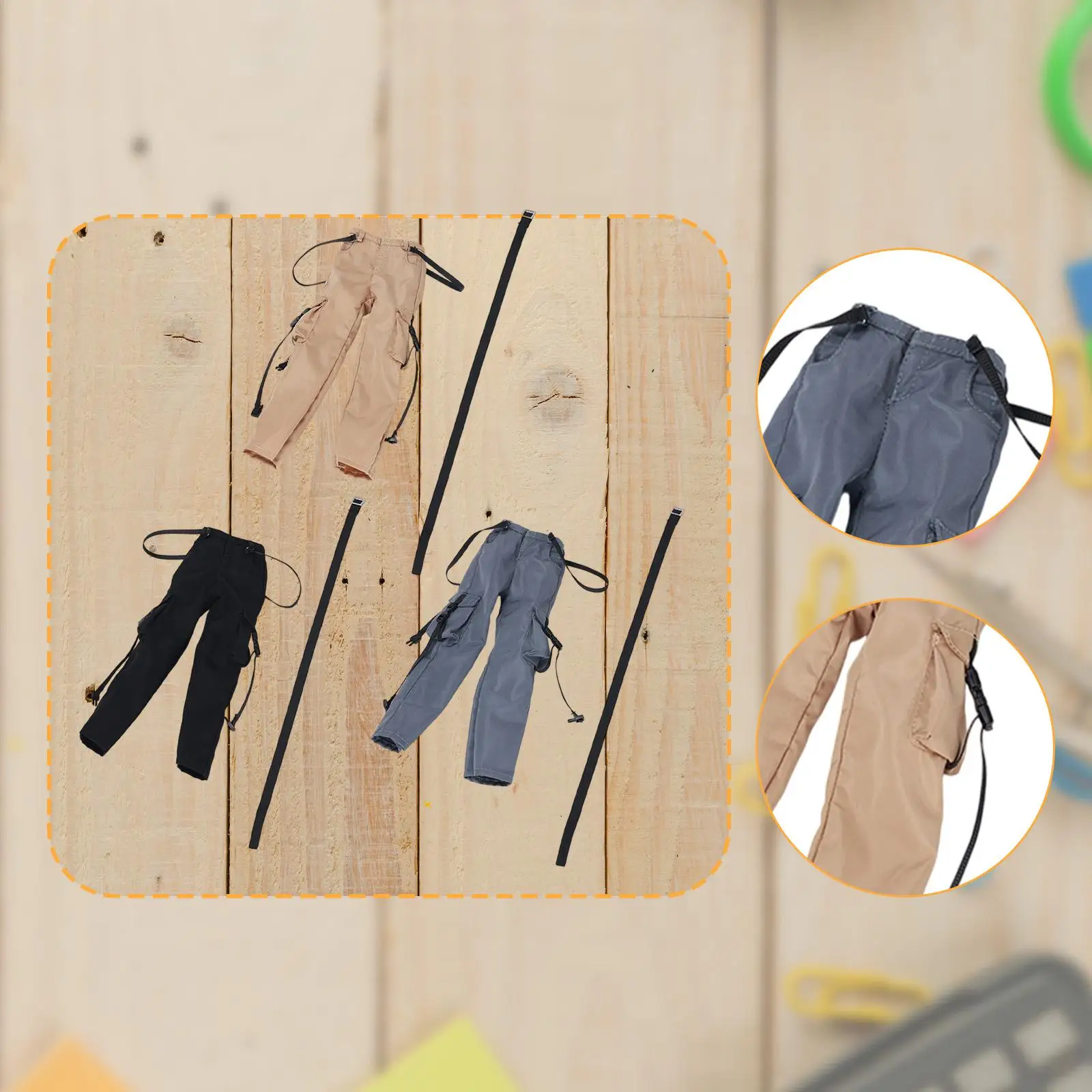 

1/6 Scale Action Figure Clothes Women’s Cargo Pants and Belt Mini Doll Costume for 12 Inch Female Modeling Toys