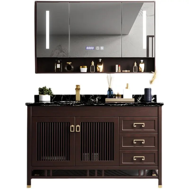 bathroom cabinet combination, floor-to-ceiling hand wash basin, solid wood bathroom wash table