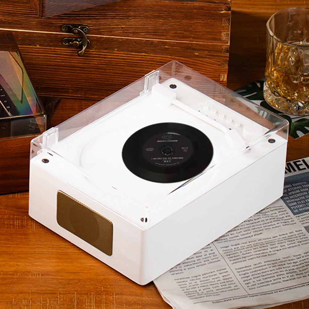 Retro cd player recarregável suporte cd bt usb 3.5mm aux casa leitor de música bluetooth-compatível 5.0 desktop cd player decoração de casa