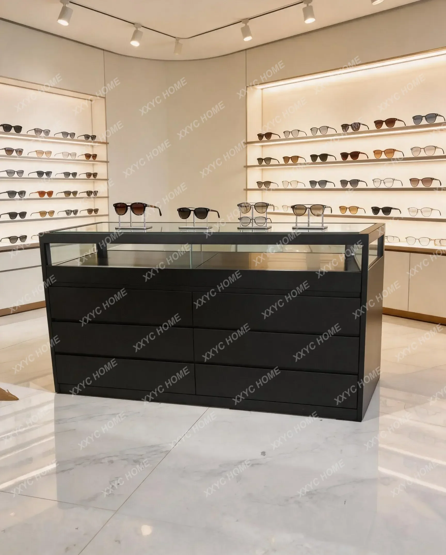 CXDZ Optical shop display cabinet, clothing store, Nakajima table jewelry store display display stand, solid wood paint Nakajima