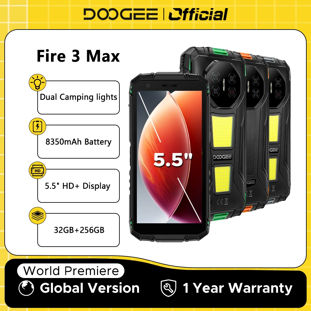 Global Version DOOGEE Fire 3 Max Rugged Phone 5.5