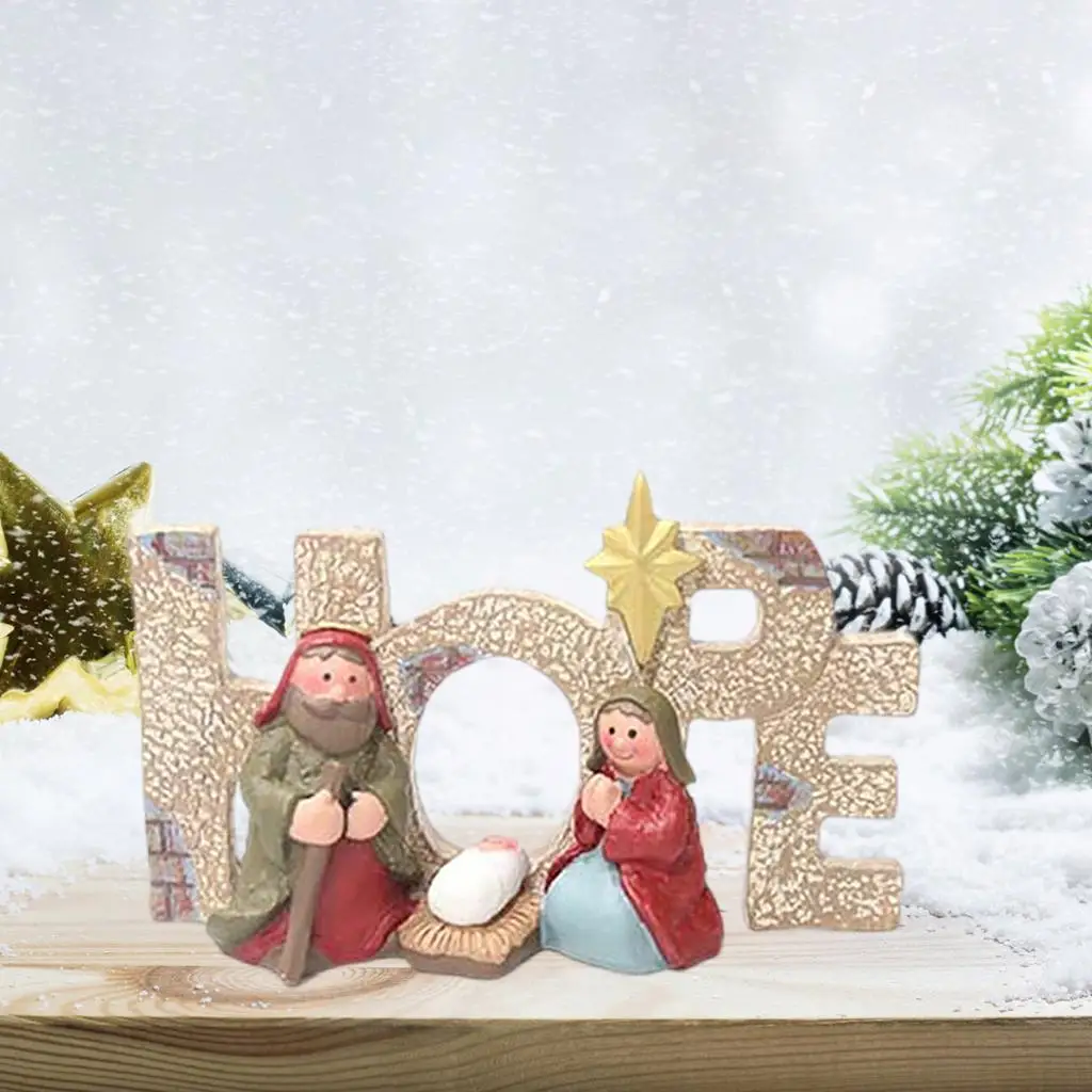 Resin Nativity Birth of Jesus Christ Figurine Christmas Sculpture Nativity Scene Statue for Indoor Outdoor Church Decoration