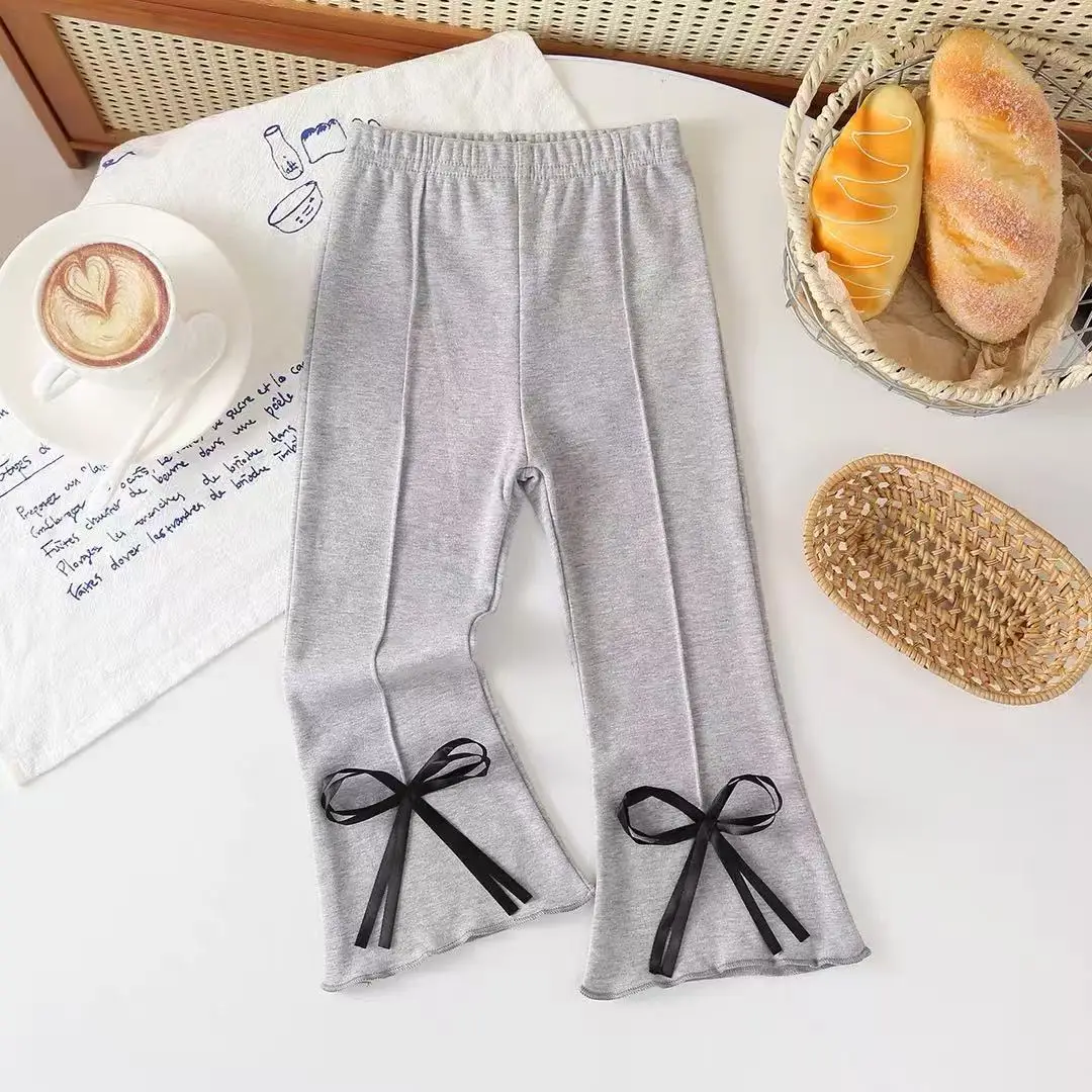 Girls hundred flared trousers children's foreign-style    micro trousers girls cotton high elastic bottoming trousers 90-150cm