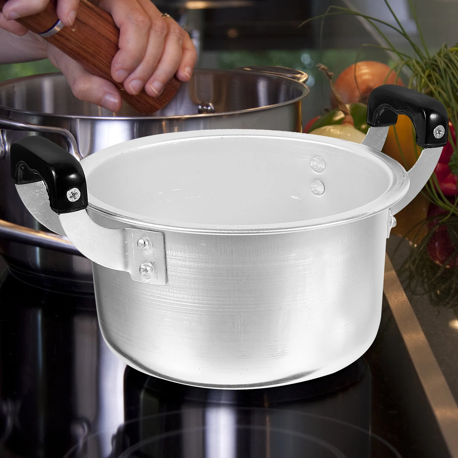 

Aluminum Soup Pot Stockpan Lid H Vintage Kitchen Noodle Small Cookware Ramen Cooker Thermal Conductivity Quick