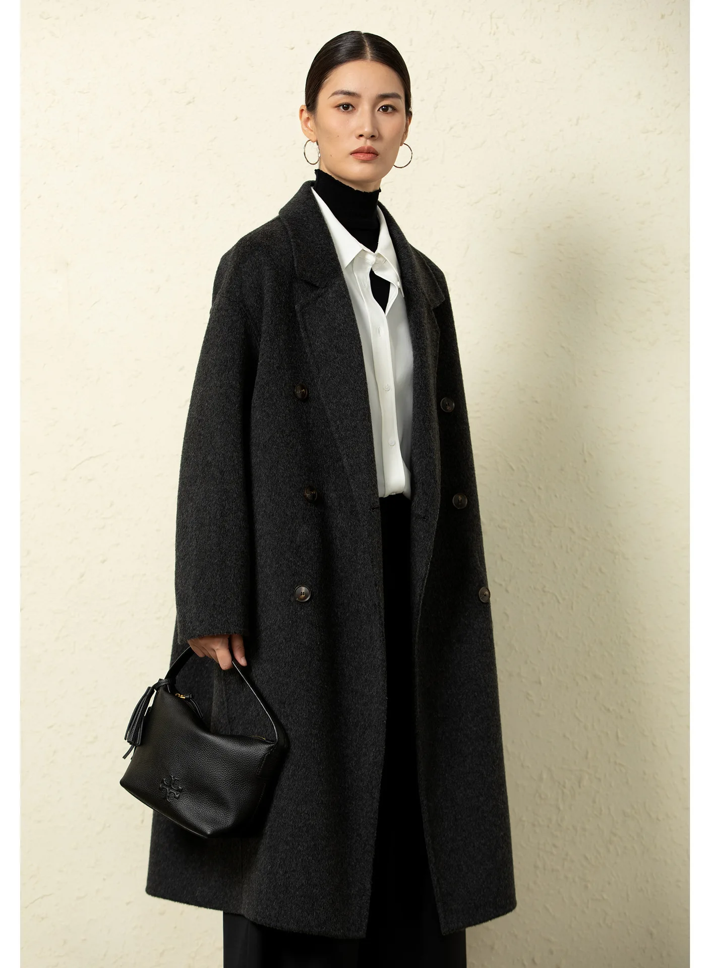UMI MAO Twisted Woolen Yarn Iodine Version Oversized High-Count 100% Merino Wool Coat Women Long Woolen Coat Women Autumn Winter
