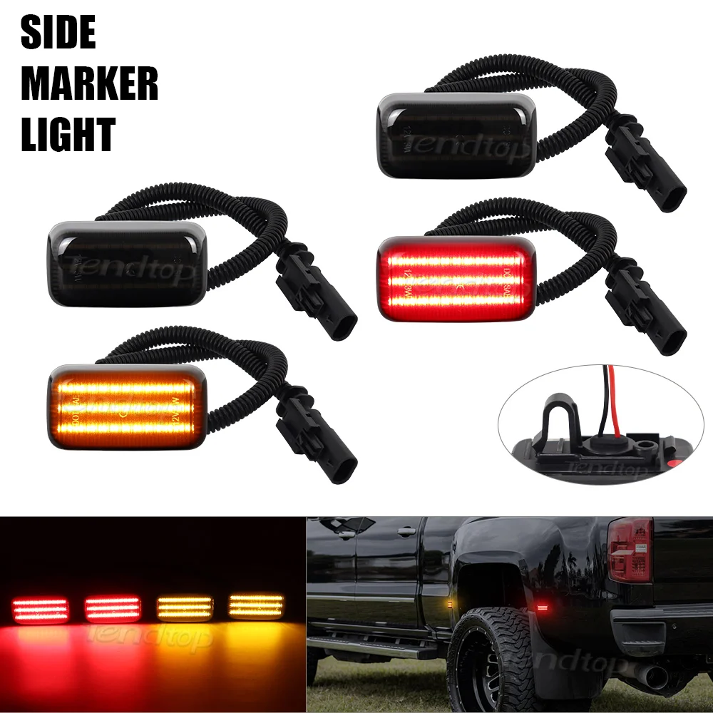 LED Smoked Lens Front Rear Turn Signal lamps Side Marker Light For 15-up Silverado Sierra Dually Chevy GMC 2500HD 3000HD