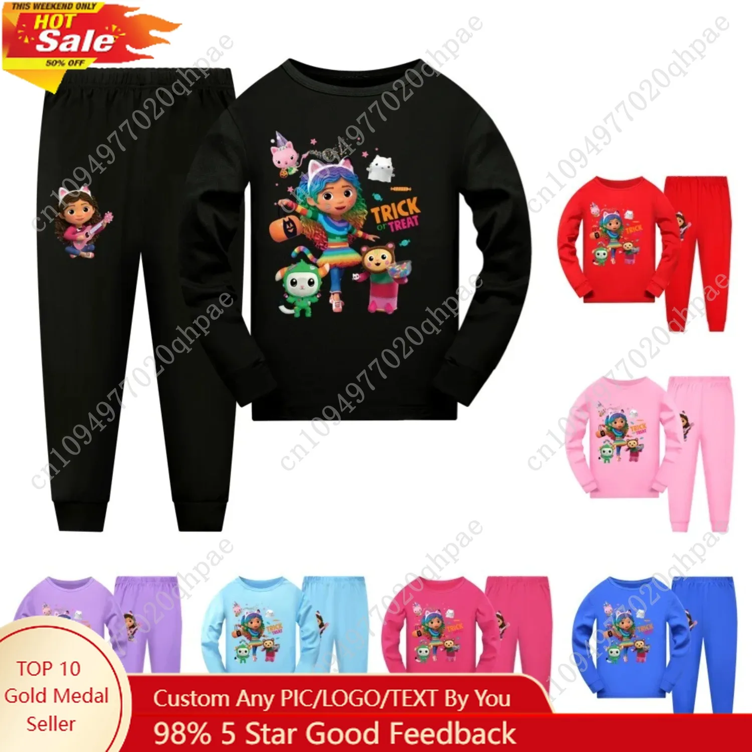 

GABBYS DOLLHOUSE Clothes Kids Cartoon Pyjamas Baby Girls Gabby Chat Pajama Sets Teenager Boys Long Sleeve Nightwear Clothing Set