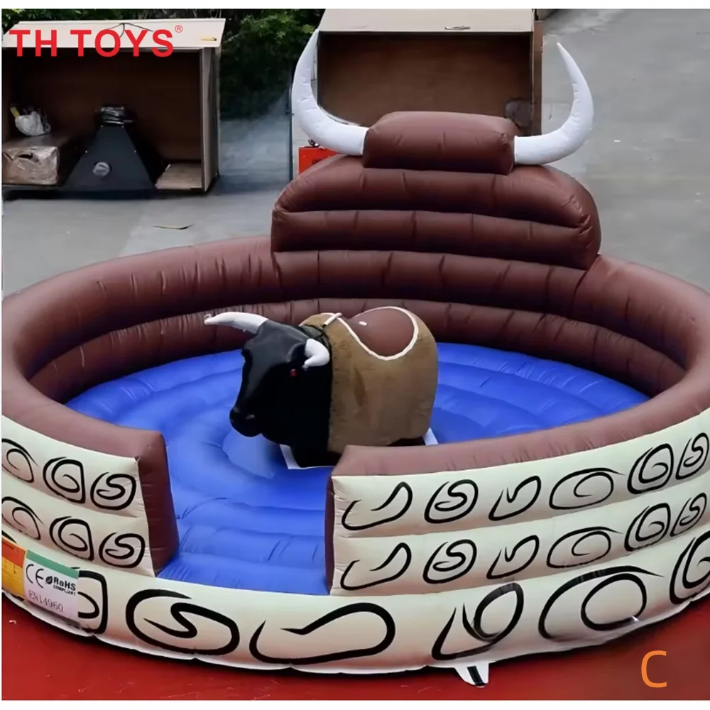 Jeux d'équitation de taureau mécanique de rodéo gonflable pour enfants et adultes, équipement de Machine de football à vendre