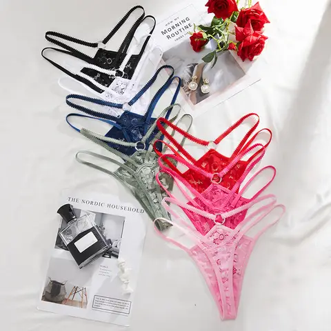 3 pçs/renças de renda feminina calcinha de cintura baixa sexy transparente roupa interior moda respirável g-string senhoras íntimas lingerie