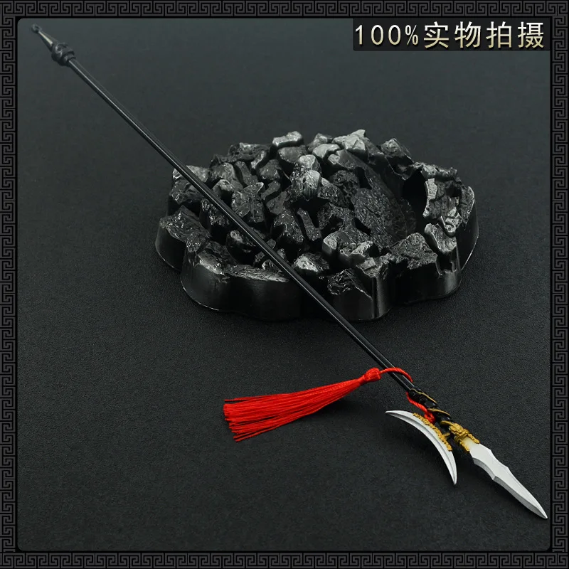 40Cm Enkele Maan Hellebaard Dynasty Warriors Game Perifere Oude Chinese Metalen Melee Lange Handvat Koude Wapen Model Ornament Speelgoed