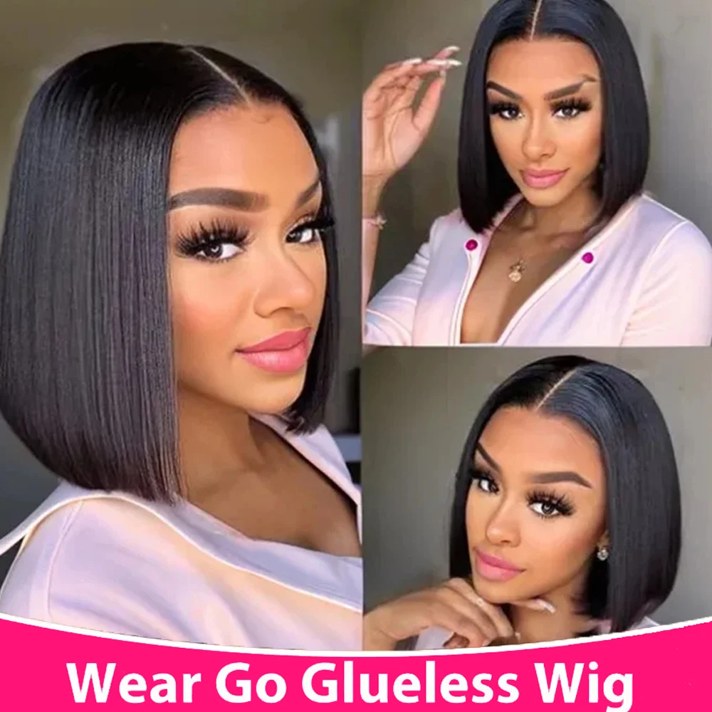 

Glueless Wig Straight Bob Wig Lace Closure Natural Hairline Glueless Preplucked Human Wigs Wear And Go Human Hair Pre Cut Wigs