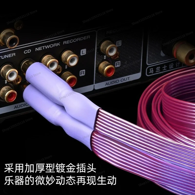 For Signal Cable Single Crystal Copper Double Lotus Head Two-to-two Audio Power Amplifier Audio Cable