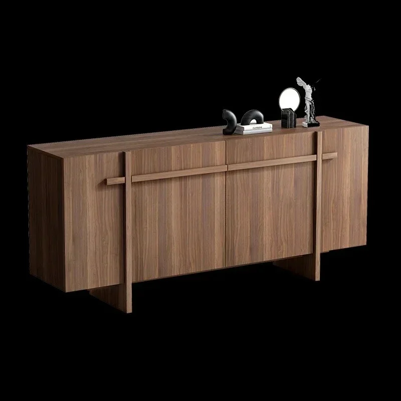 Medieval walnut dining side cabinet living room, wall locker, dining room side cabinet short small apartment