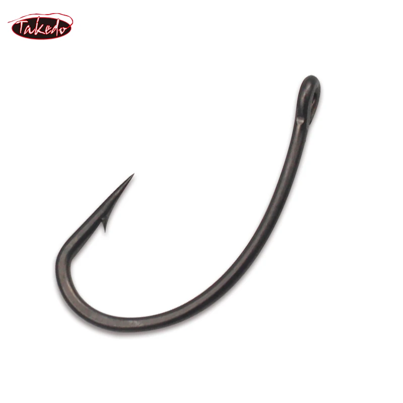 TAKEDO CJ06 50PCS/Bag 2# 4# 6# 8# Carp Fishing Barb Hook Flattened High Quality Coating Fish hook