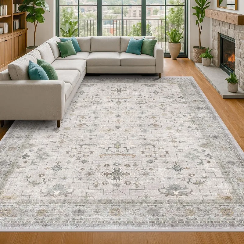 Vintage Bohemia Living Room Carpet Home Decoration Sofa Coffee Table Floor Mat Non-slip Machine Washable Bedroom Bedside Rug