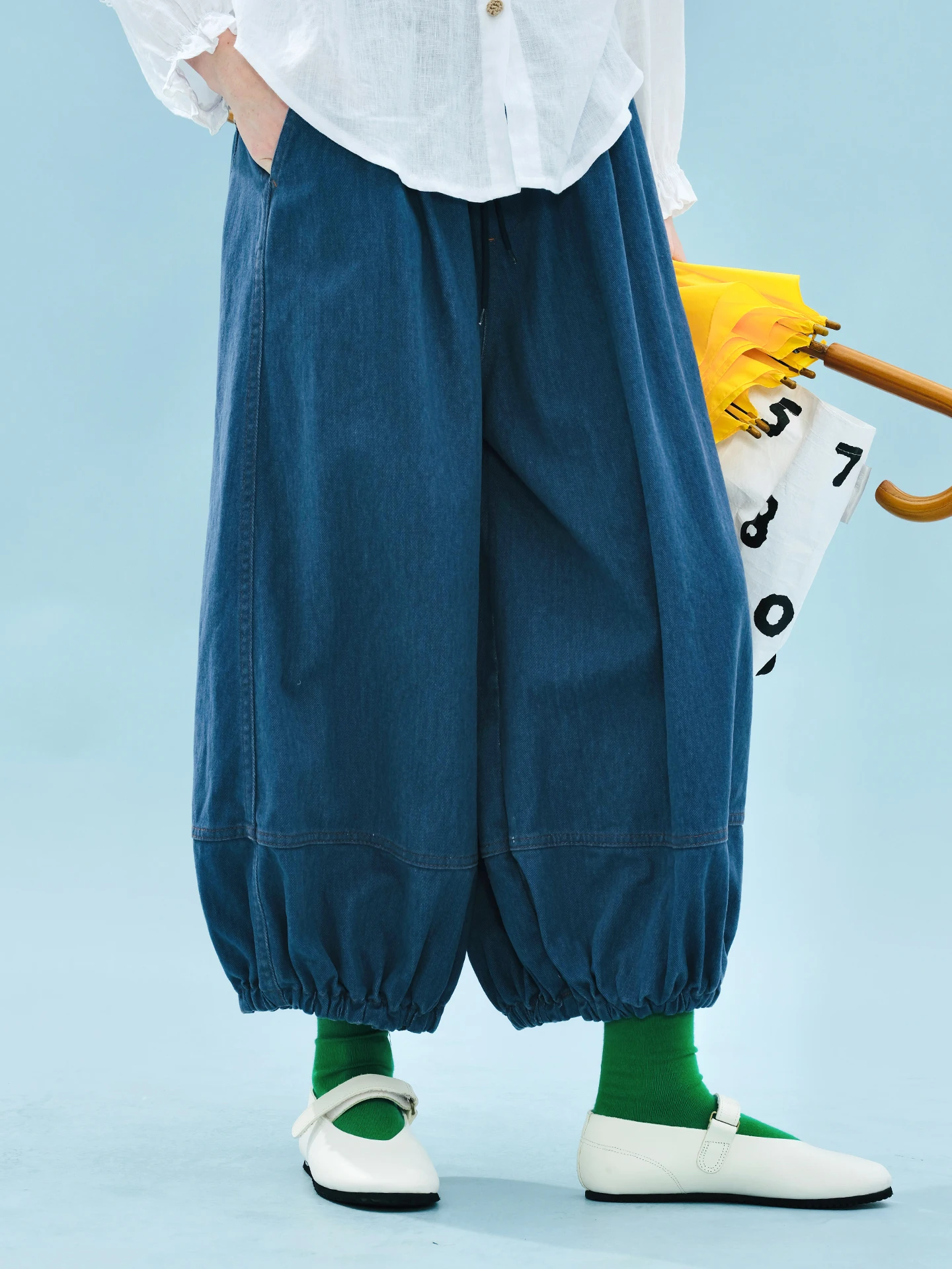 imakokoni 2025 autumn loose pure cotton washed cropped pants casual high-waisted tapered-leg pants 255219