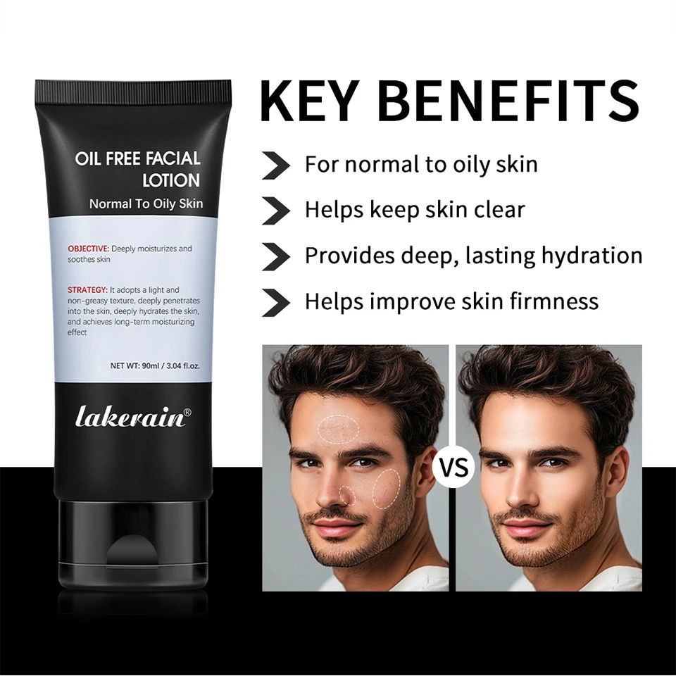90 ml Refreshing Light Men Face Lotion Zero Oil Formula Long Lasting Hydration Smooth Skin Non Greasy Male Moisturizer