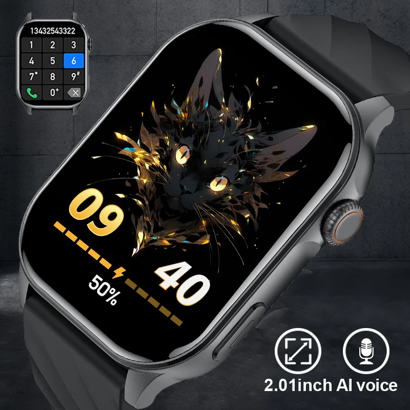 LIGE 2.01 นิ้วสมาร์ทนาฬิกาผู้ชายบลูทูธโทรสัมผัสเต็มรูปแบบ AI เสียงกันน้ำเลดี้ของขวัญกีฬาฟิตเนสสมาร์ทวอทช์สำหรับแอนดรอยด์ ไอโอเอส