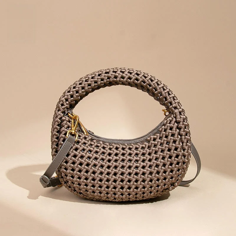 

Ele Vintage Hand-Woven Dumpling Bag Women's Personalized Windmill Knot Clutch oulder Crossbody Bag Faionable All-Match