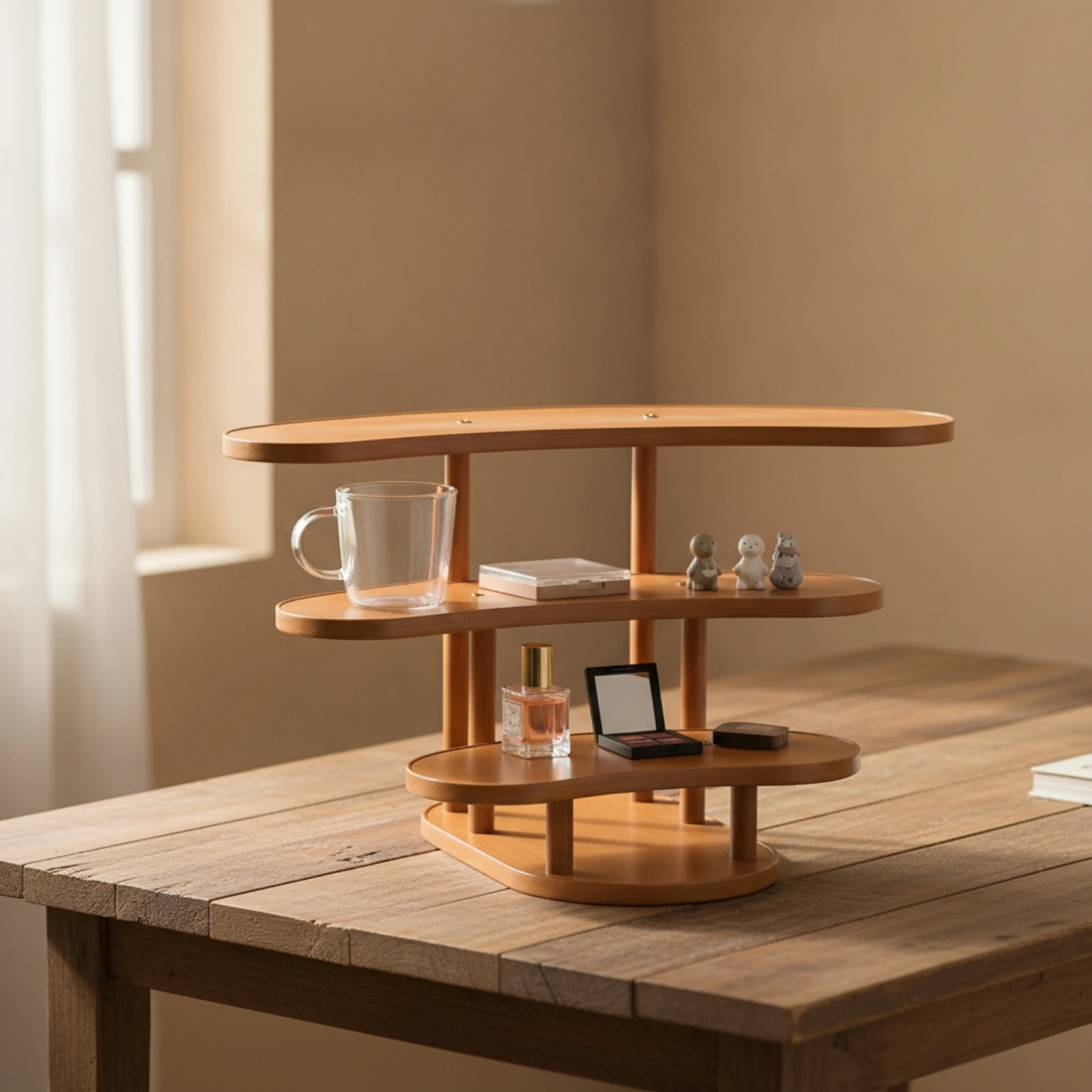 Three-Tier Display Stand Space-Saving Stepped Display Riser Three-Tier Organizer Easy to Install Shelf Long-Lasting