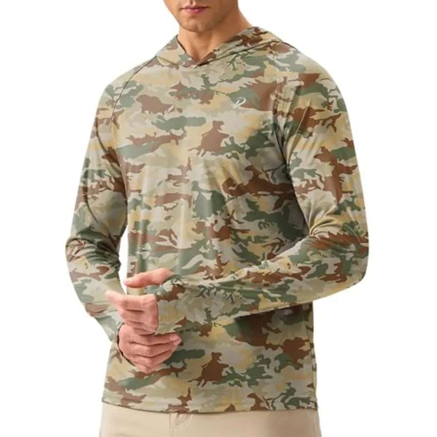 

Pudolla Men's Sun Protection Hoodie Shirts UPF 50+ Rash Guard SPF Long Sleeve Fishing Shirt for Men Swim Hiking Boating