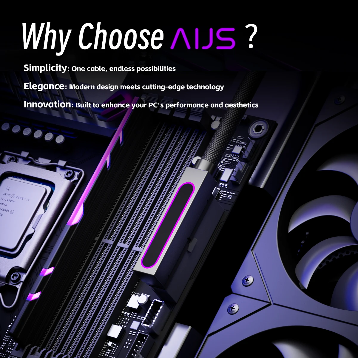 AIJS ATX 24PIN 오른쪽 연장 케이블, ARGB 5V 3Pin,18AWG 단선 남성-여성 커넥터